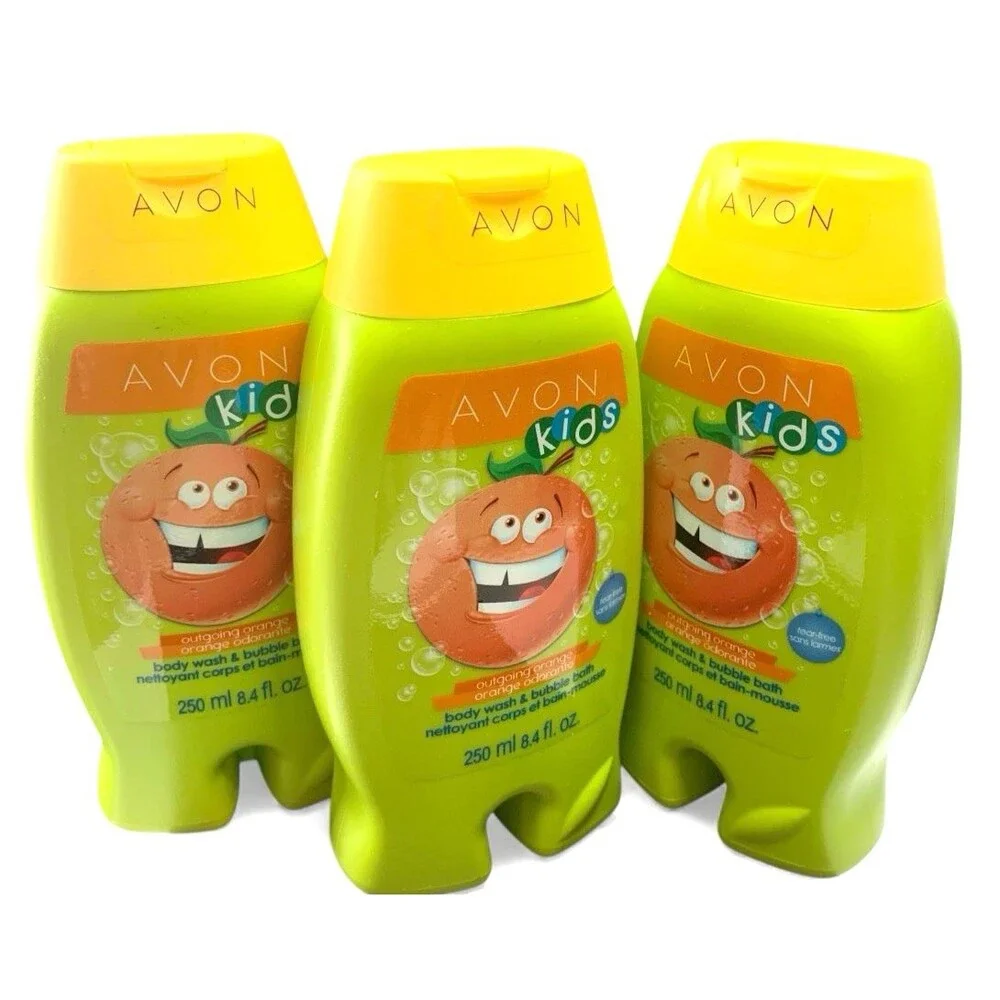 Lot of 3 Avon Kids Orange Body Wash Bubble Bath 8.4 Fl Oz New Sealed